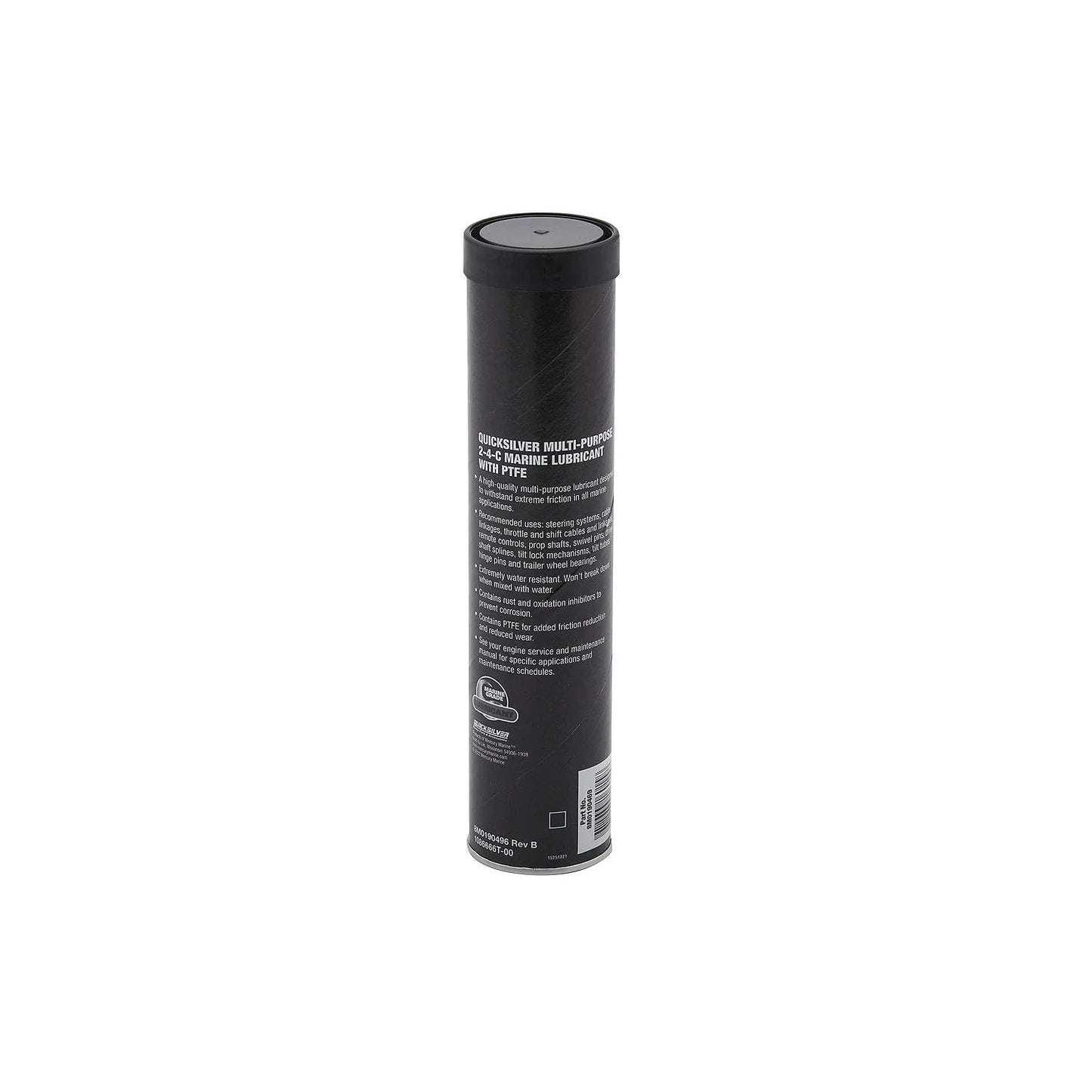 Marine Grease With PTFE For Steering Cables And Marine Equipment, 14 Oz Quicksilver tube, black packaging, rear view