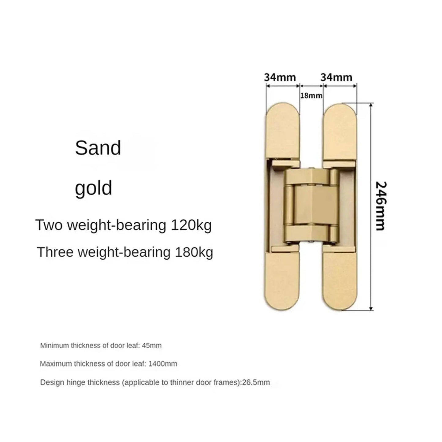 Hidden Slick Adjustable Door Hinges For Secret Doors Matte Gold Finish Ultra Quiet Door Closer Load Bearing 120 To 180 Kg Cross Style Invisible Hinges