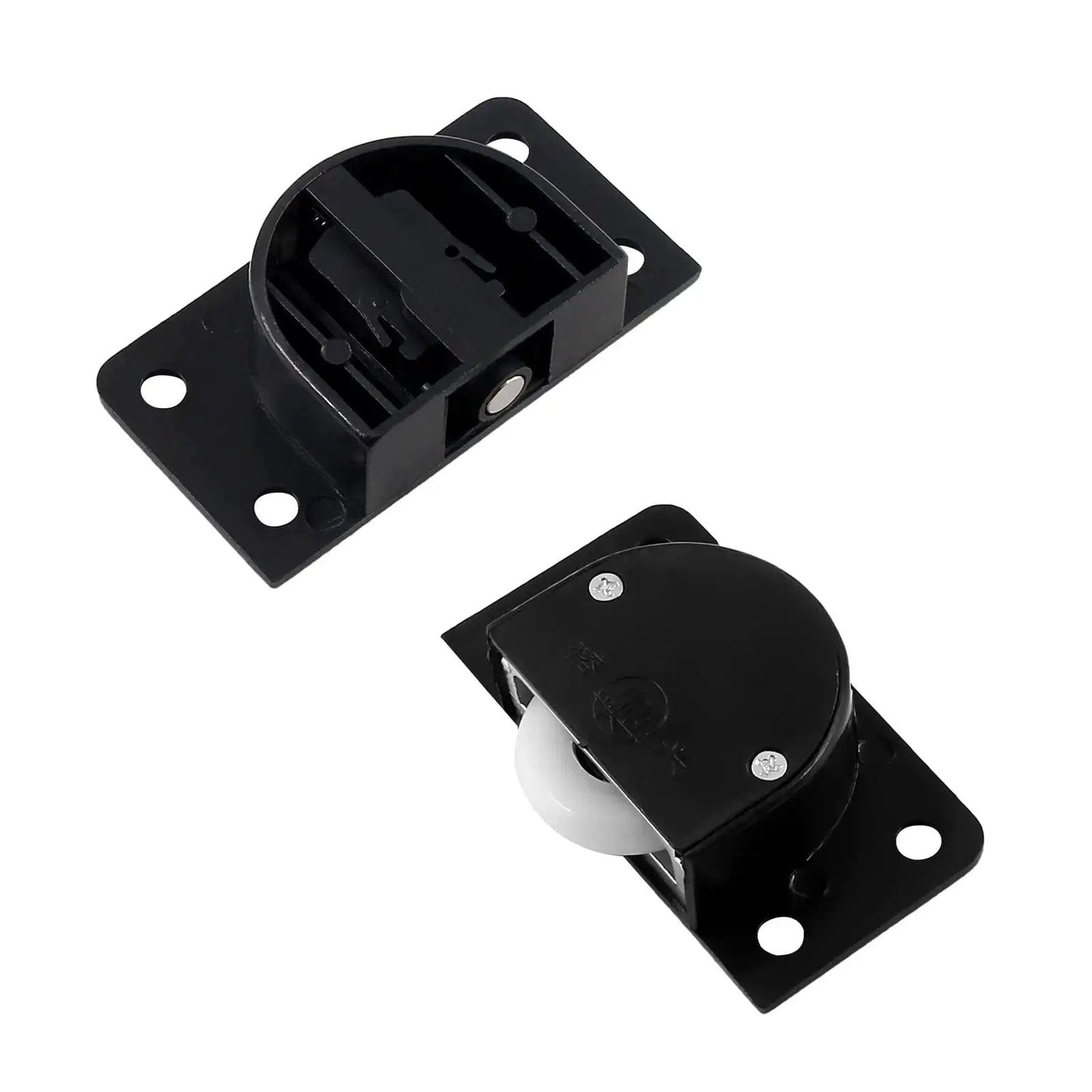 4 Pairs Sliding Door Pulleys Set Plastic Rollers For Cabinet Barn Door Wardrobe Closet Black With Nylon Silent Sliding