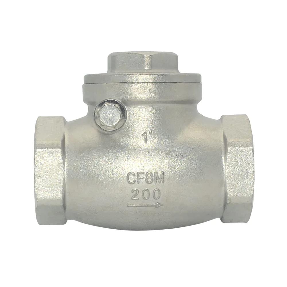 1 Inch Stainless Steel 316 Swing Check Valve NPT Female X Female, 200 PSI WOG PN16 CF8M, Temperature Range -60 to 450 F, For Water Oil Gas, Includes Stainless Disc And Screwed Cap, Heavy Duty Backflow Protection