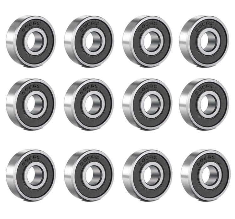 608-2RS 8mm x 22mm x 7mm Sealed Deep Groove Ball Bearings, Double Rubber Seals, Hardened Steel Miniature Low-Noise High-Speed Parts for Skateboards, Robotics, 3D Printers, CNC - Pack of 12