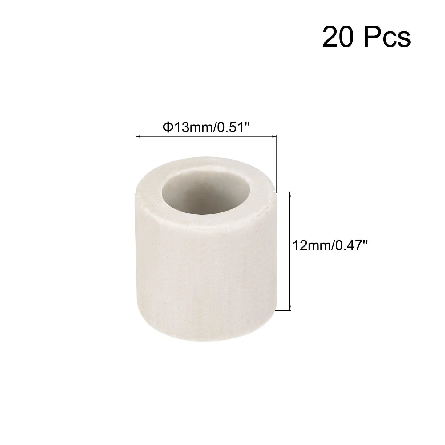High Temp Ceramic Tube Insulated Wire Bundle 20Pc Set, 8Mm Bore, 12Mm Length, 13Mm Outer Diameter, Heat Shield For Electronics Up To 1600C 2912F, 1000V Insulation, Grey