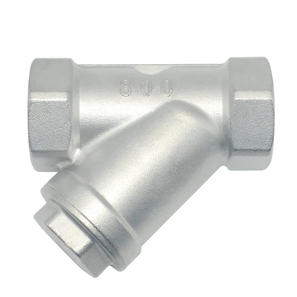 One Inch Heavy Duty Wye Strainer Mesh Filter Valve With 800 WOG Rating Y Spring Check NPT Female Port Stainless Steel SS316 CF8M