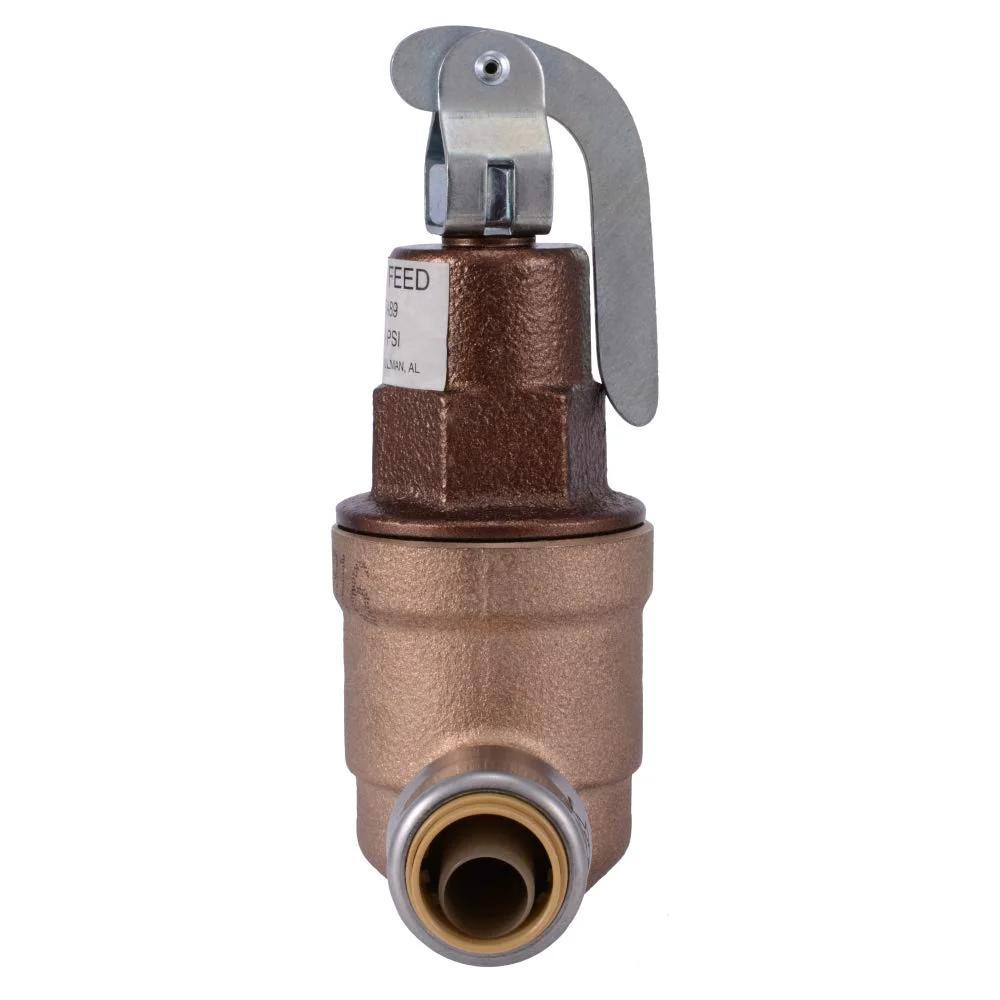 Front view of 1/2 Inch Boiler Feed Valve With Pressure Reducing Function And Push To Connect Brass Fittings For PEX Copper CPVC PE-RT Systems.