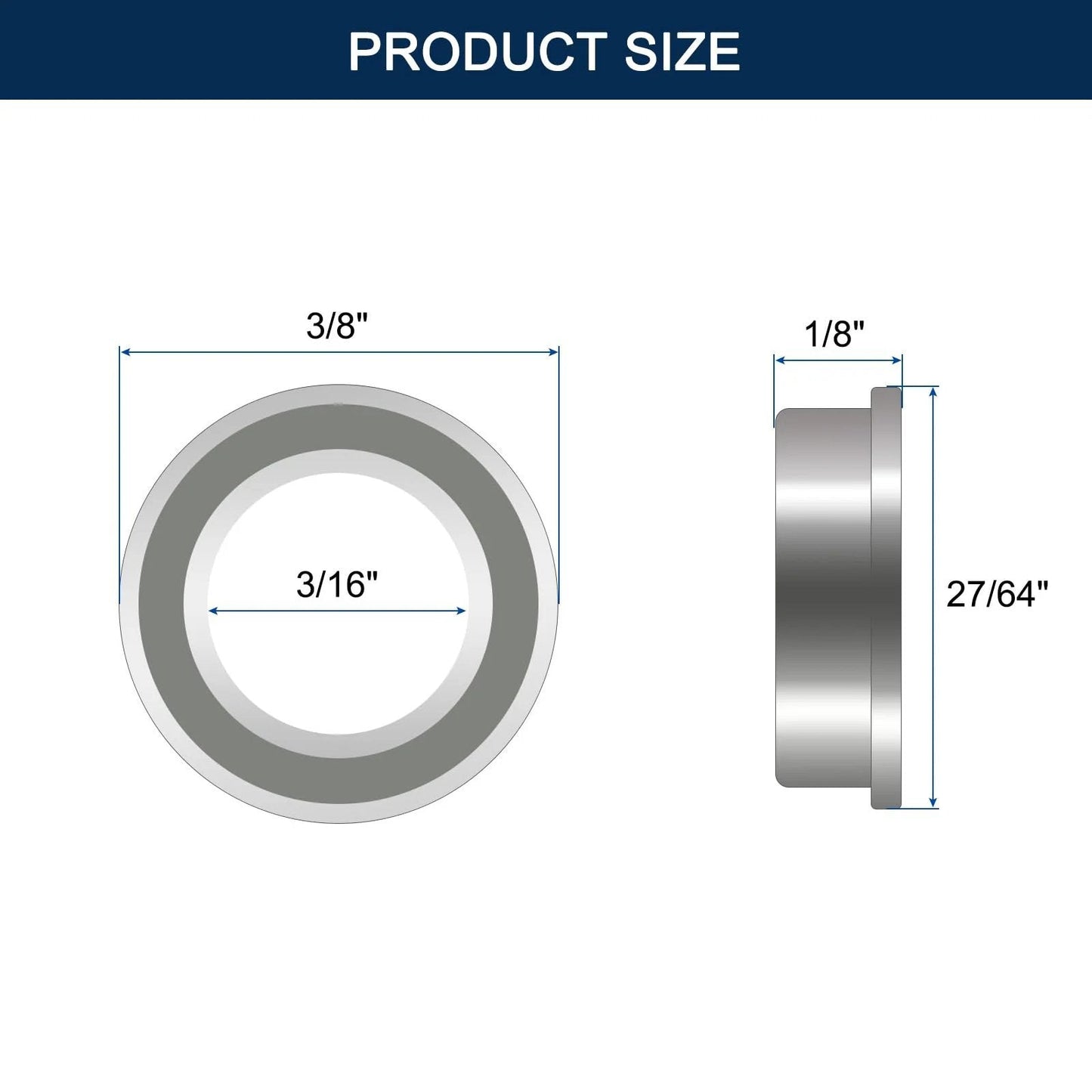 Flanged Miniature Ball Bearing Three Sixteenths Inch Inner Diameter Three Eighths Inch Outer Diameter One Eighth Inch Width Deep Groove