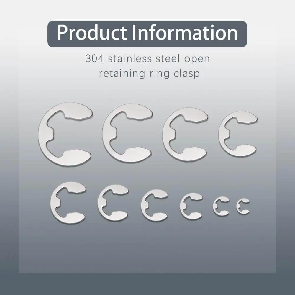 External Retaining Rings Set 120 Pcs Stainless Steel 304 E Clips Circlips Snap Rings Assortment Kit shown in 10 sizes