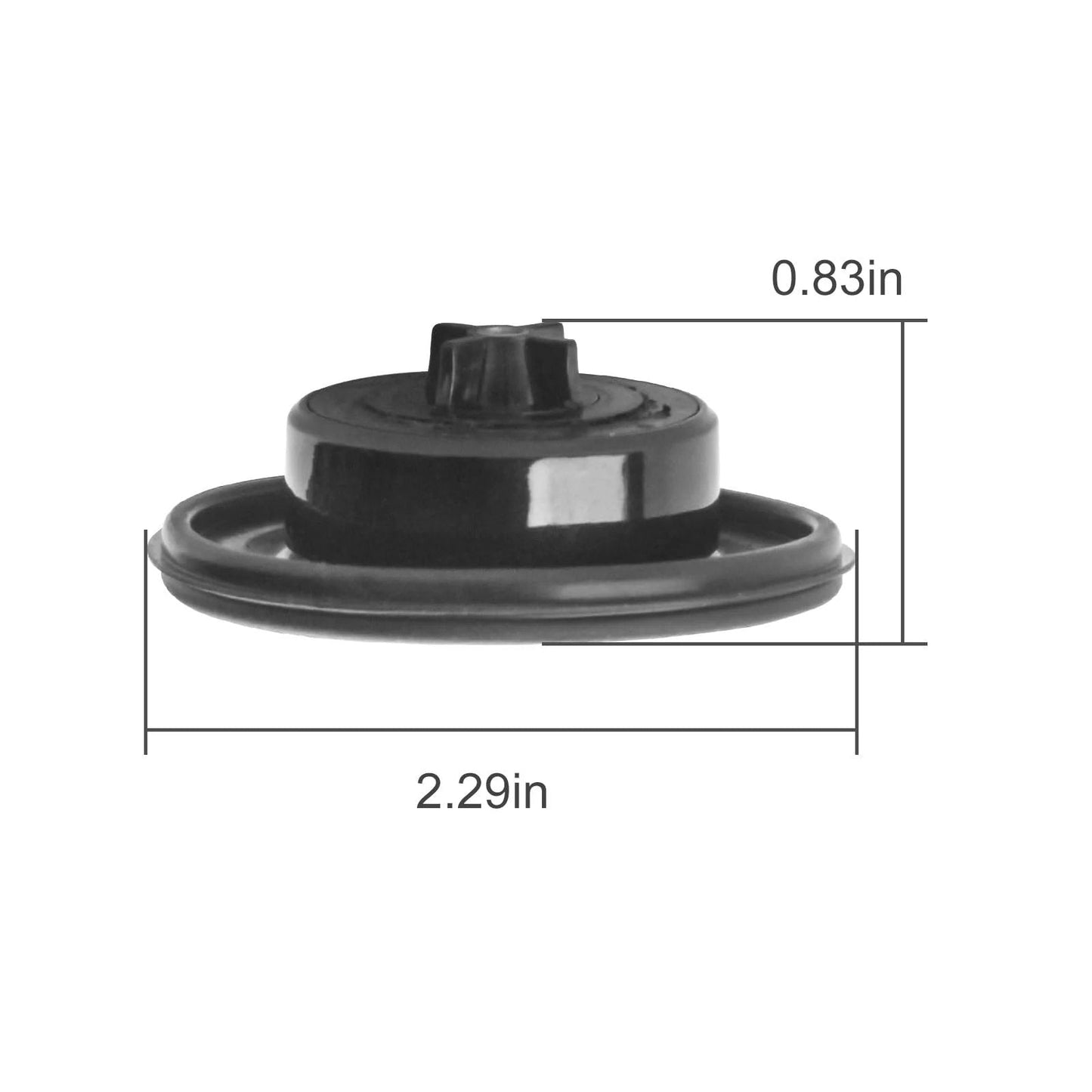 Replacement Diaphragm For Irritrol Sprinkler Valves 2400 2600 2700DPR side view with dimensions, fits 0.75-1 inch valve ports, rubber material