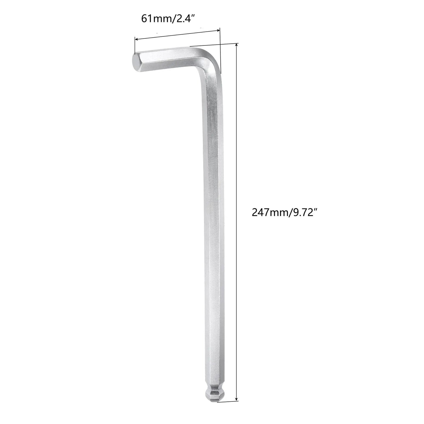 Ball End 12mm Hex Key Wrench Long Arm L Shaped Allen Wrench 9.72 Inch For DIY Home Projects And Pro Level Machine Repair