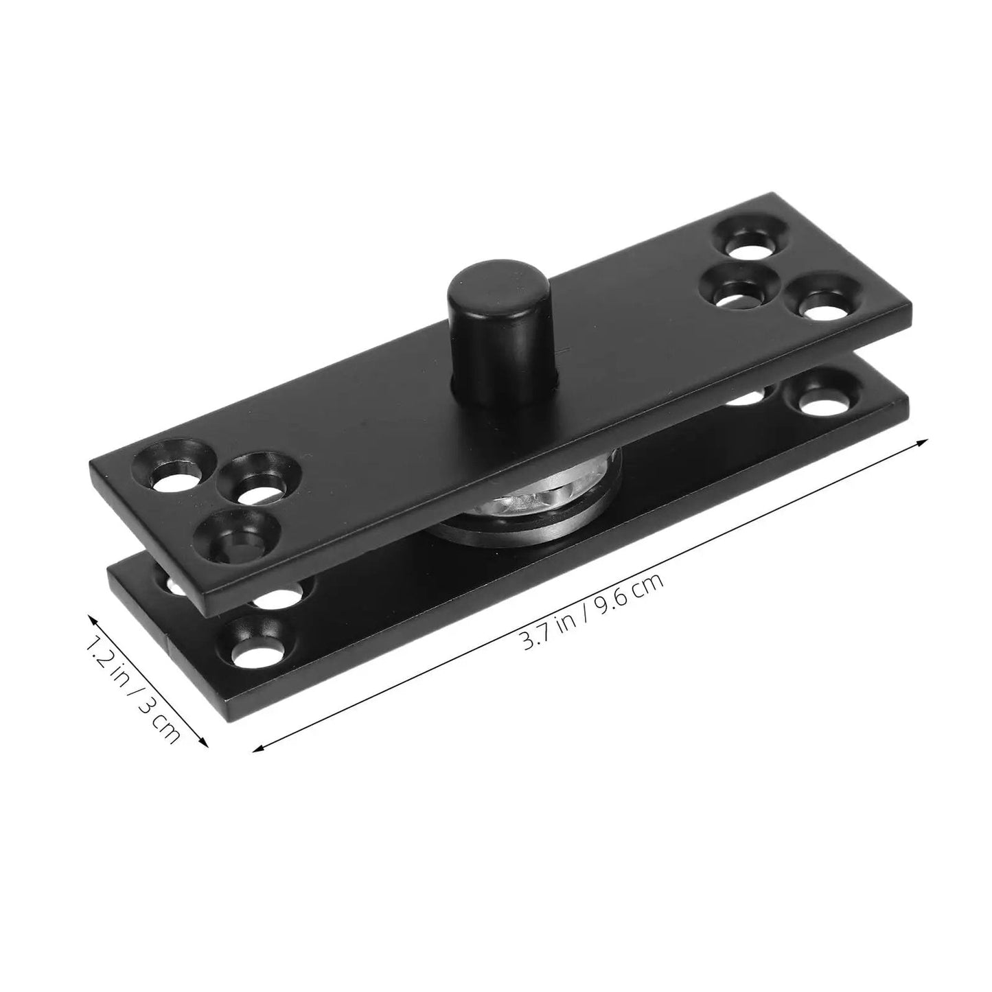 Close-up of Hidden Door Hinge 360 Degree Rotation Stainless Steel Swivel Joint Heavy Duty Invisible Pivot Hinge in black finish