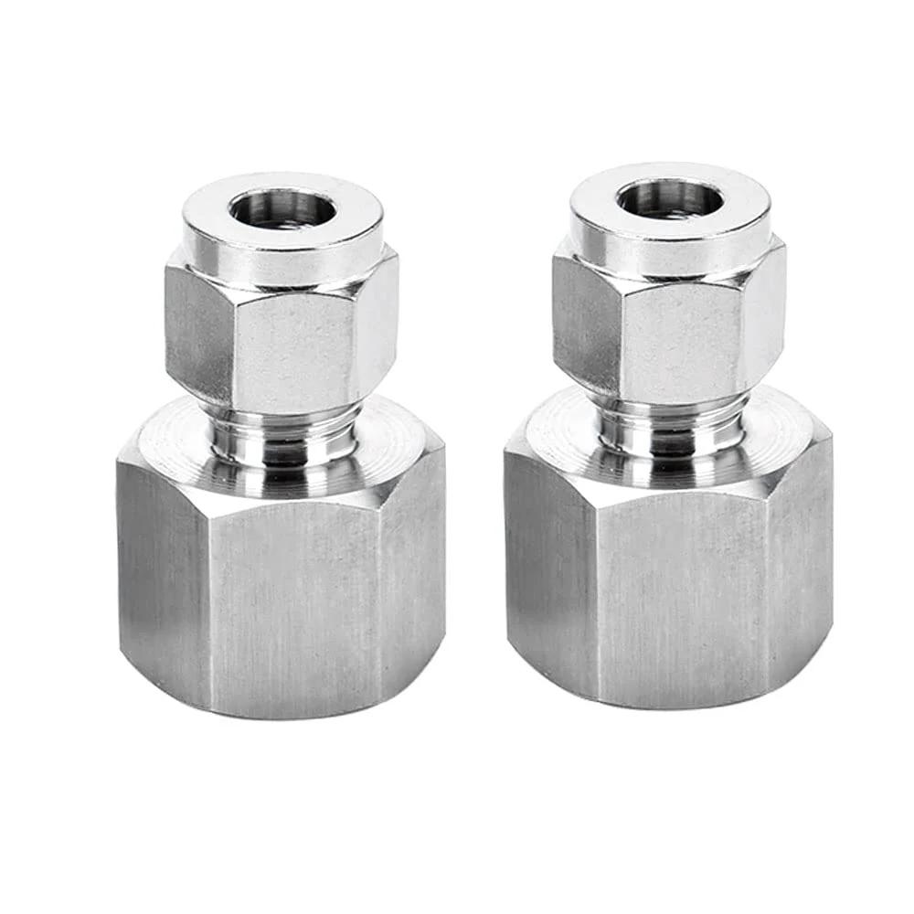 Stainless Steel 304 Compression Tube Fitting for Three Eighths Inch Tube OD to Three Eighths Inch NPT Female Coupler Pack of 2