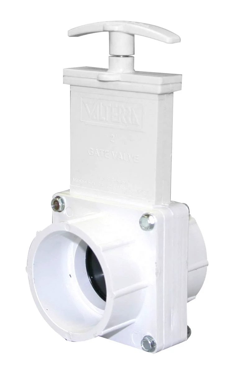2 Inch PVC Gate Valve With Full Port Opening For Unrestricted Flow In Plumbing And RV Water Systems Go To Choice Push Pull Operation Suitable For Air Clean Water Gray Water And Waste Water Lines Schedule 40 White Valterra