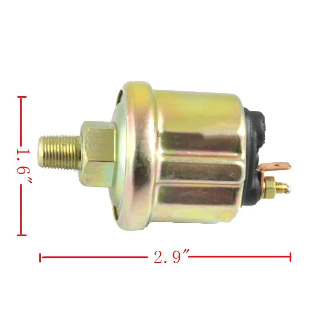 Side view of 2 Inch 52mm Oil Pressure Gauge component, showcasing brass connection and dimensions for DC 12V automotive use.