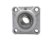 1-1/4 in Stainless Steel 4-bolt Flange with Set Screw Lock, White Plastic Housing, Corrosion-Resistant Mount for Linear Slide Units, Compatible with Sealed Ball and Ceramic Bearings, Single Unit