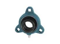 Front view of Single KHTM207-20 Eccentric Collar 1-1/4 in Narrow Ball Bearing Insert, 3-bolt flange, malleable housing