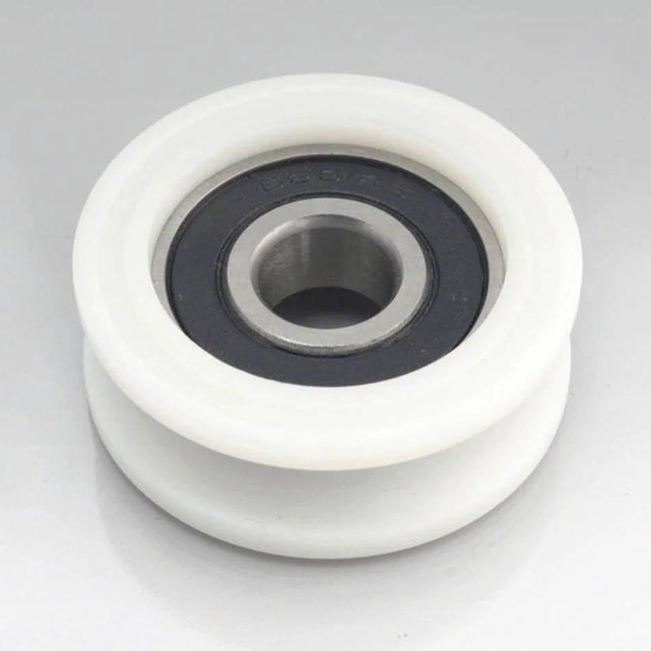 5mm Bore Bearing - 21mm Round Nylon Pulley U-Groove Track Roller Bearing 5x21x6mm