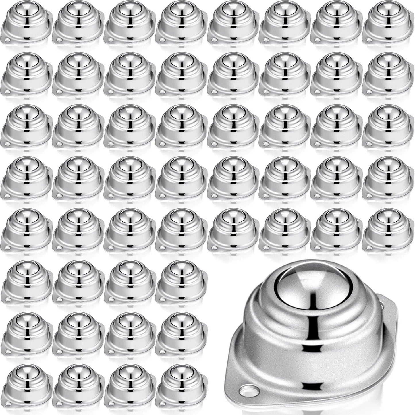60 Pcs 1 Inch Roller Ball Transfer Bearings Carbon Steel Round Ball Units for Conveyors Furniture Tables Workbenches with Smooth 360 Degree Rotation