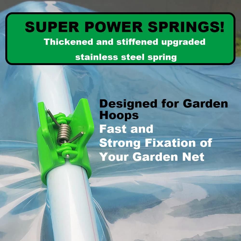 Greenhouse Clamps For Half Inch PVC Pipe Garden Net Fix Clips 30 Pack With Pro Grade Heavy Duty Stainless Steel Springs on pipe