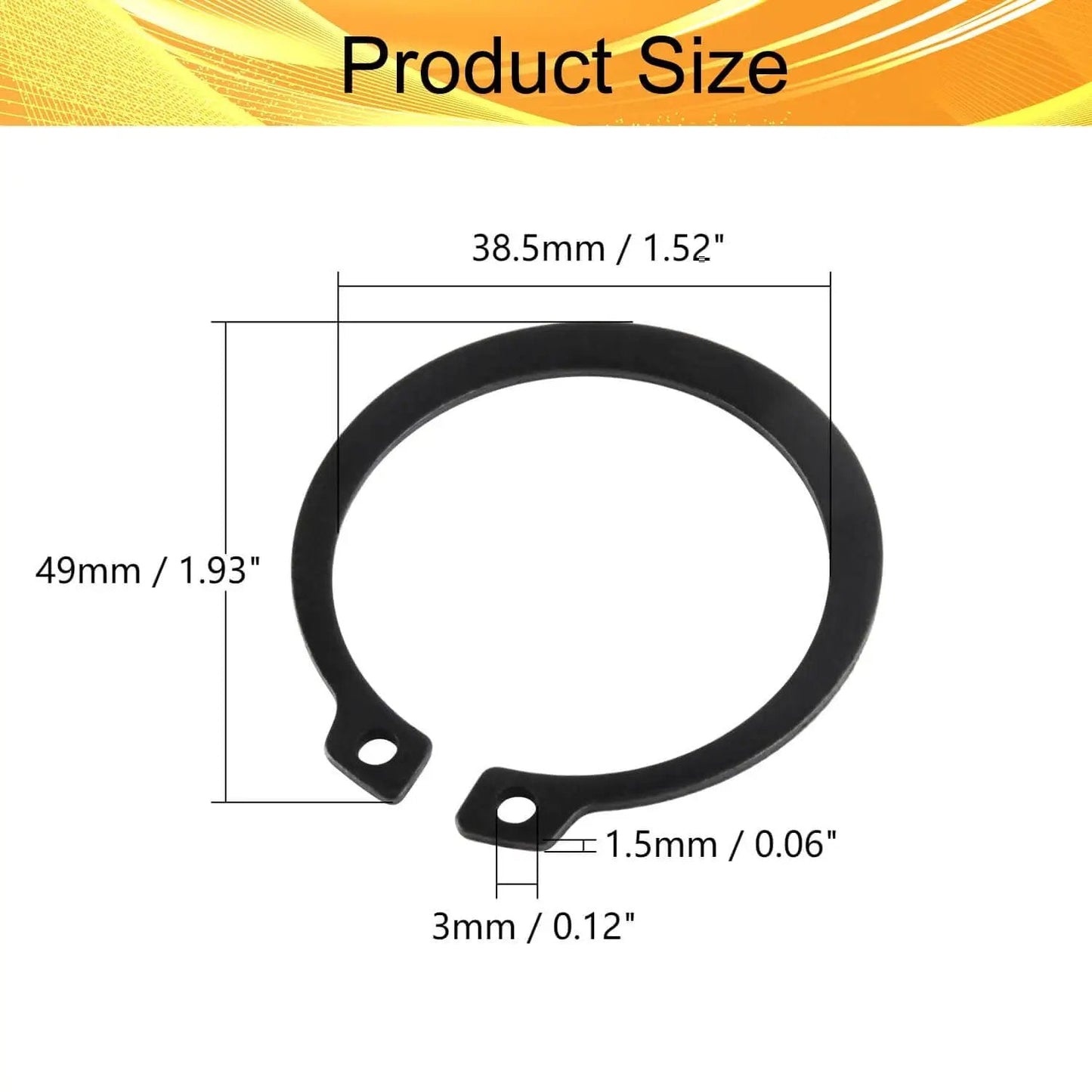 External Retaining Ring Set 30 Pcs 1.52 Inch Shaft Diameter 0.12 Inch Aperture 65MN Snap Clip Ring size diagram
