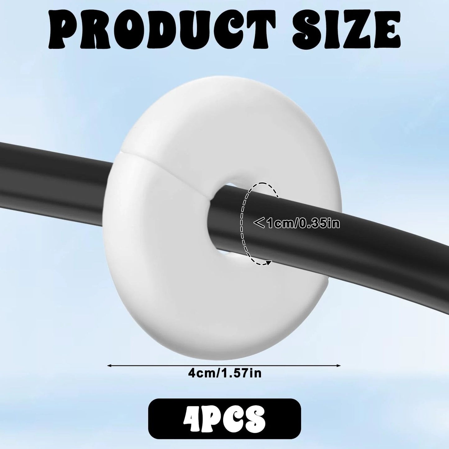 4 Pack Wall Grommets For Cables With Adhesive Backing, Anti Slip Cable Pass Through Hole Covers For Walls And Furniture, Starlink Cable Routing Kit, Wire Holes, White, installed view showing cable pass through