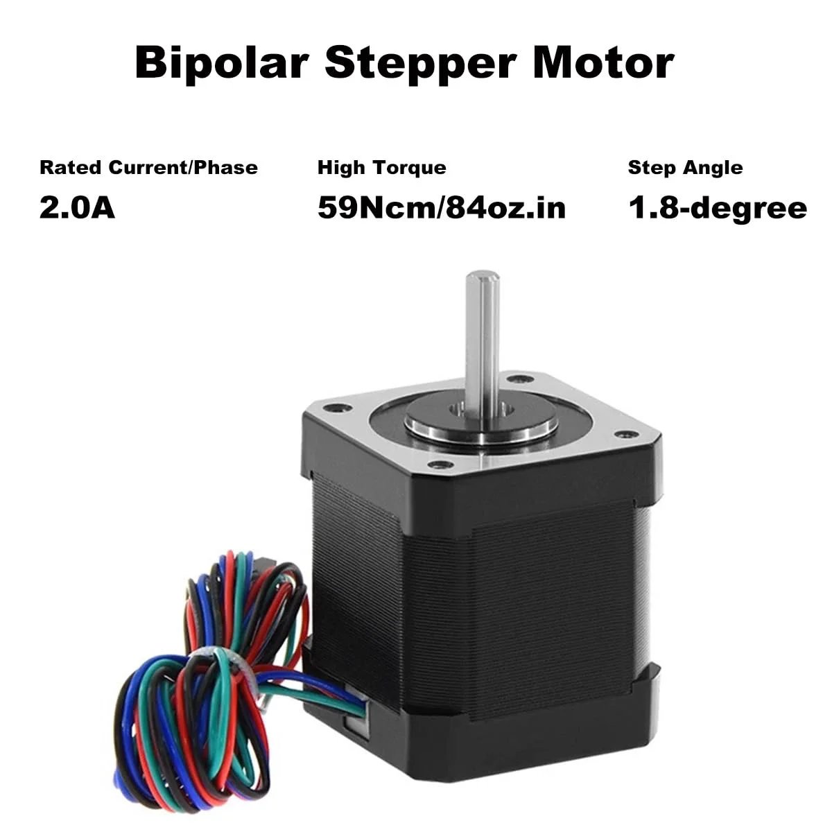 5 Pack NEMA 17 Stepper Motors 2A Bipolar Beefy Torque 59 Ncm 84 Oz In 48mm 4 Lead With 1 Meter Cable And Connector For 3D Printers CNC Machines DIY Projects