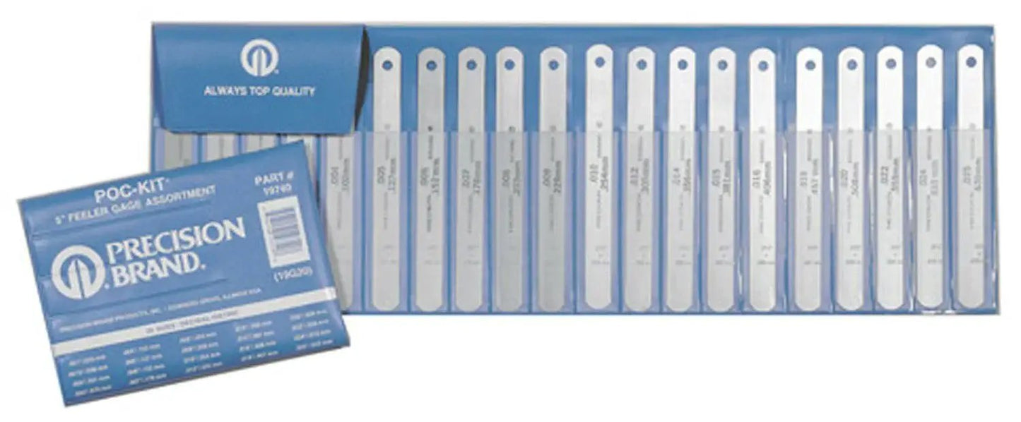 Assorted 20 Piece Steel Feeler Gauge Kit With One Half Inch Wide Blades In Durable Vinyl Case Includes 0.001 to 0.025 Inch