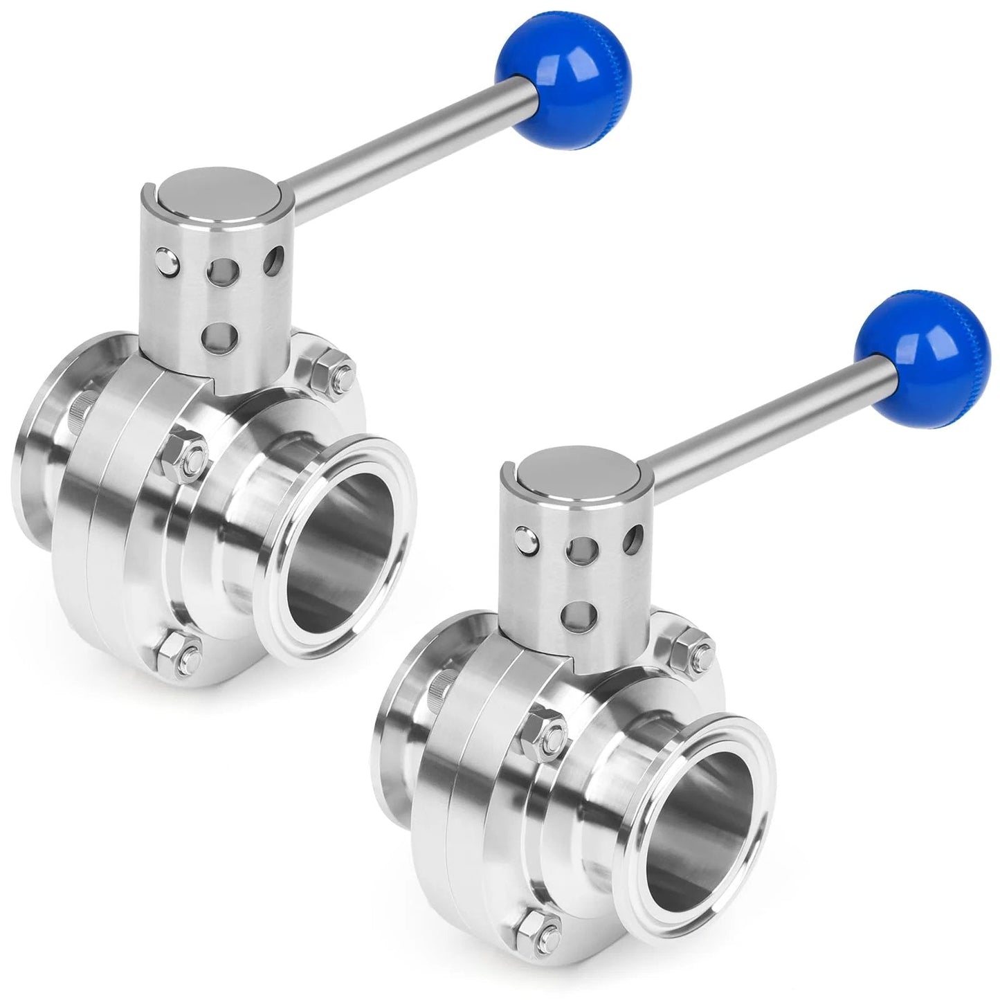 2 Inch Sanitary Butterfly Valve 304 Stainless Steel Tri Clamp Two Piece With Pull Handle For Food Beverage Brewing Dairy Pharmaceutical Processing And Industrial Use