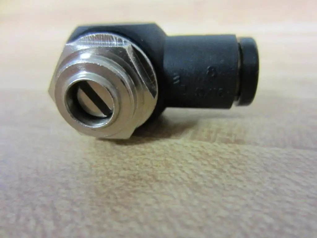 Throttle Check Valve 0821200216 Pack of 2, pneumatic flow control valve, side view, showing compact design for cylinders and manifolds