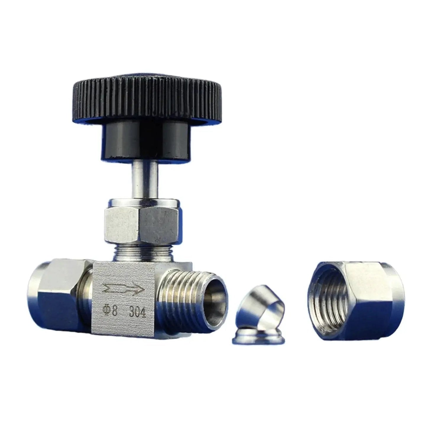 Stainless Steel High Pressure Double Ferrule Needle Valve For 1/8 1/4 3/8 1/2 Inch Fittings With Precise Flow Control