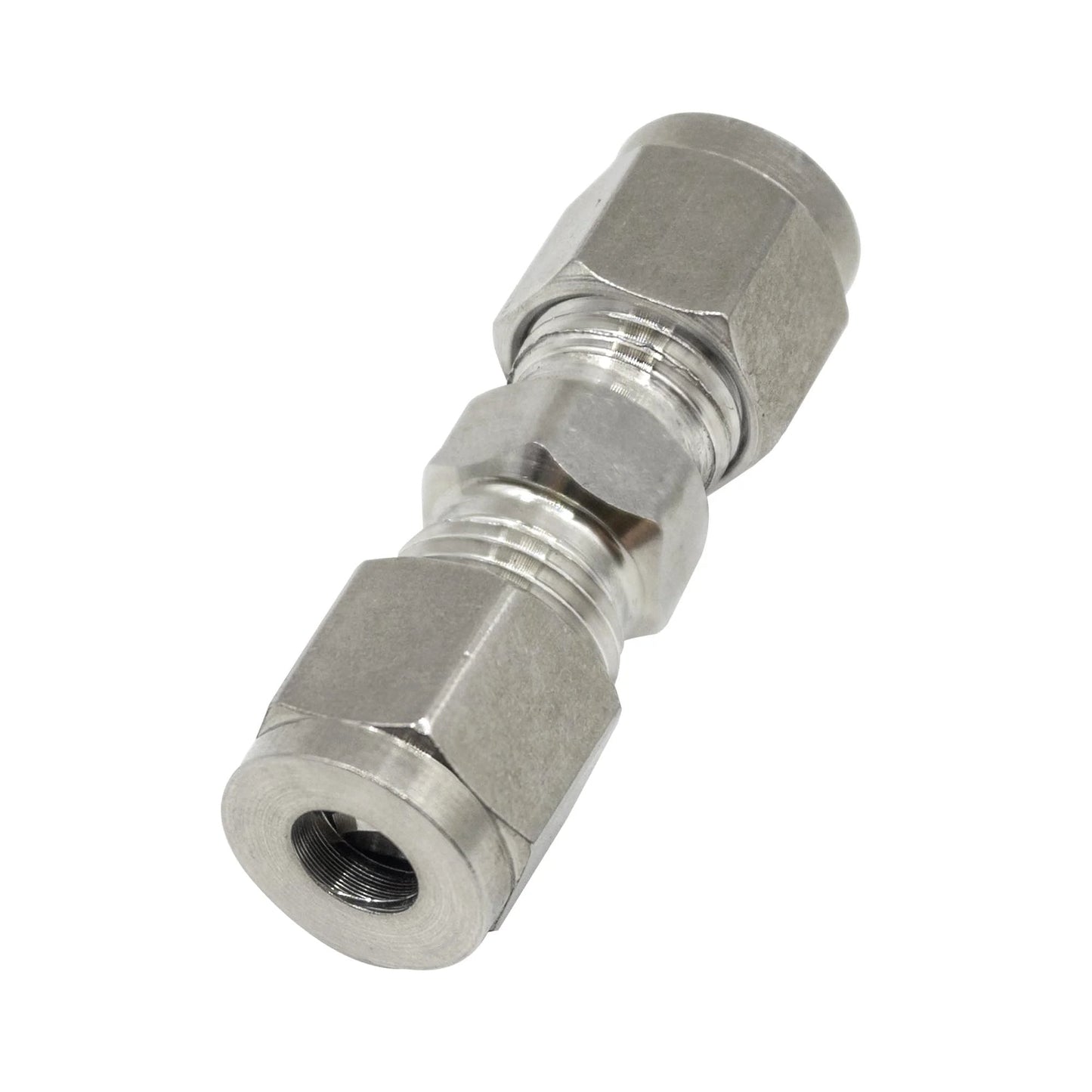 304 Stainless Steel Heavy Duty Compression Union 8mm OD X 8mm OD Tube Fitting Pack Of 2 With Double Ferrule for leak-proof connection