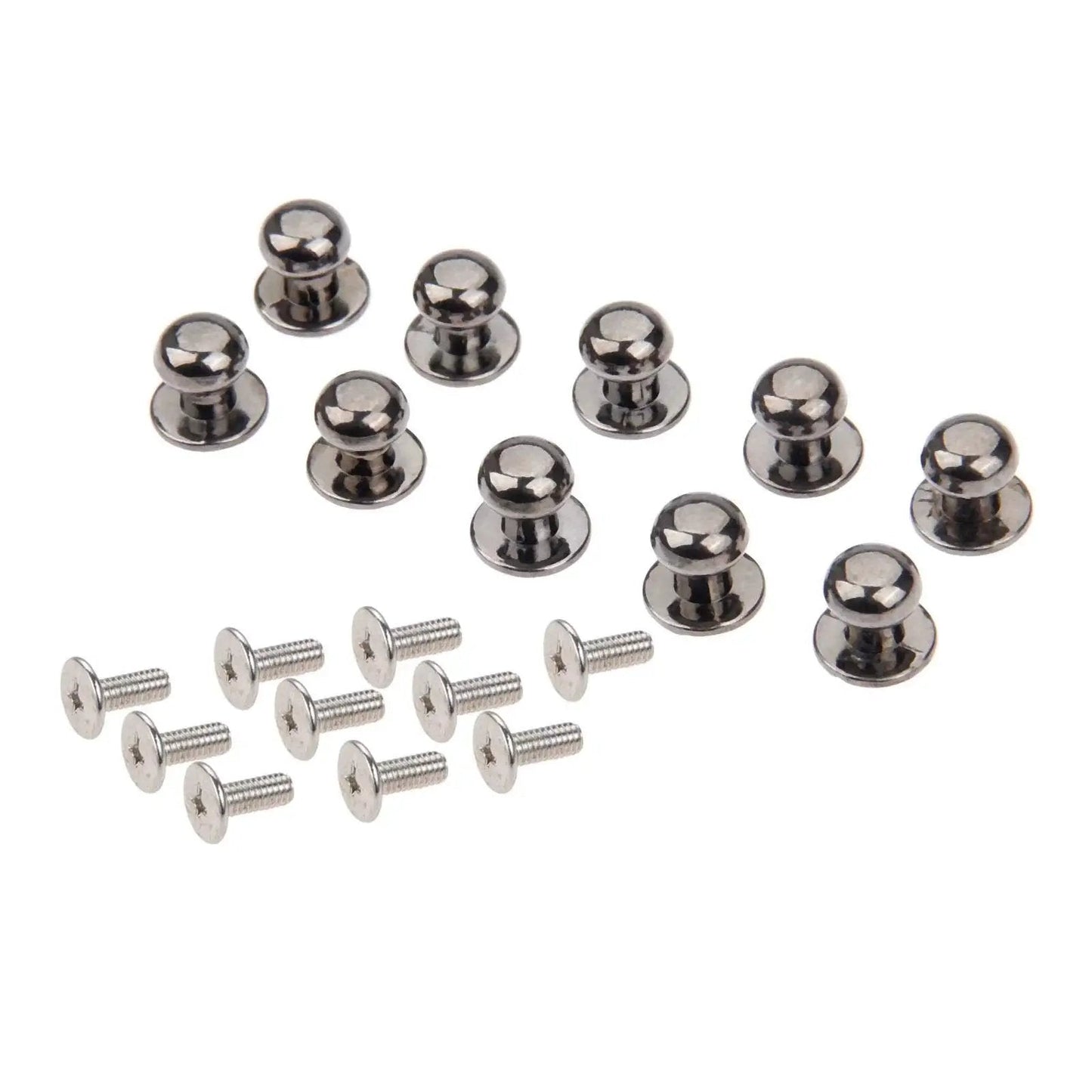 10 Pack Mini Drawer Knobs Zinc Alloy Black 0.39x0.43 Inches Durable Small Cabinet Pulls with screws displayed