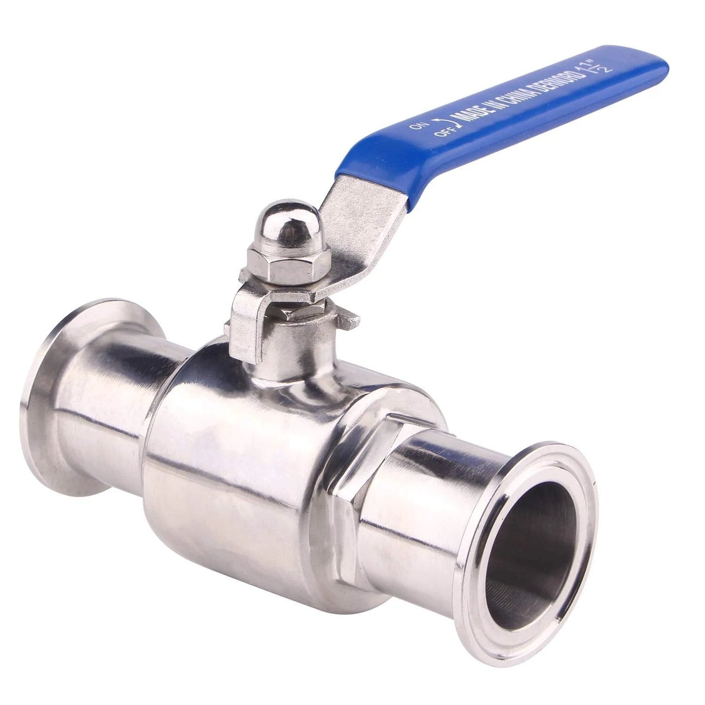 1.5 Inch Tri Clamp Ball Valve Stainless Steel 304 PTFE Lined, Sanitary Connection, Tube OD 1.5 Inch, side view