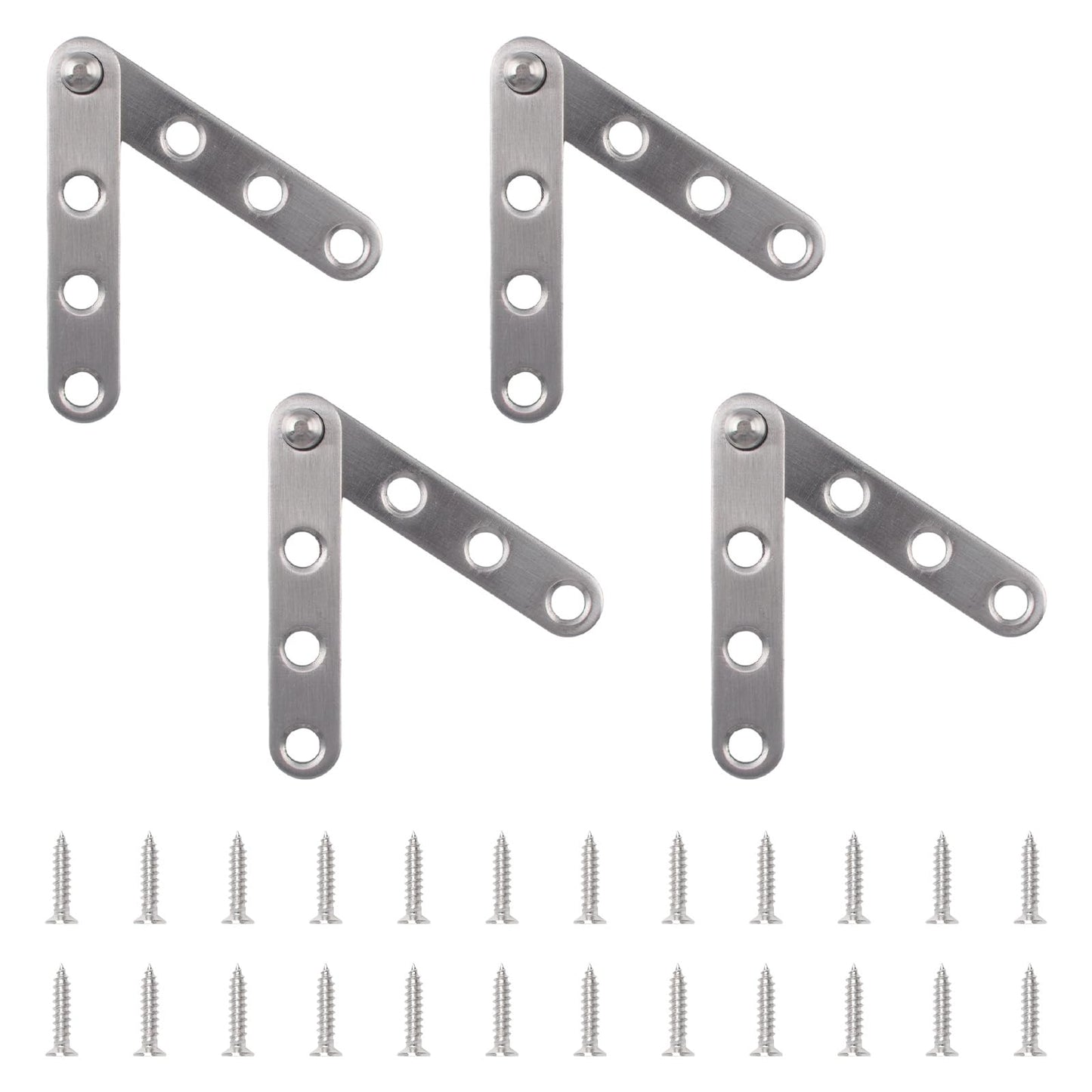 4 Pack 360 Degree Adjustable Pivot Hinges For Cabinets Doors Windows And Bookcases Rotatable Stainless Steel Hidden Knife Hinges Silver Finish For Quiet Smooth Operation Replacement Hardware Easy Install No Squeak