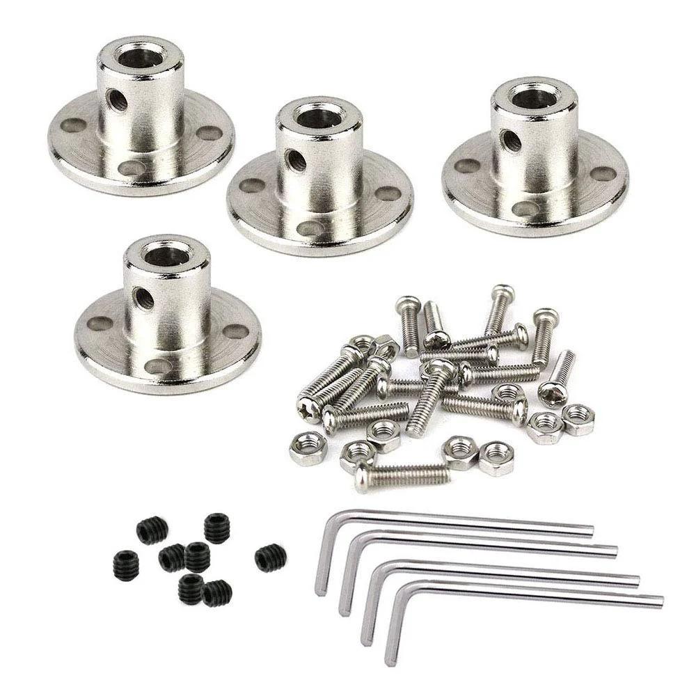 4 Piece 5mm Rigid Flange Shaft Coupling Set With 8 Screws 4 Allen Keys And 16 Stainless Screws Heavy Duty Metal Guide Shaft Support Coupler For Motor Connector And CNC 3D Printer