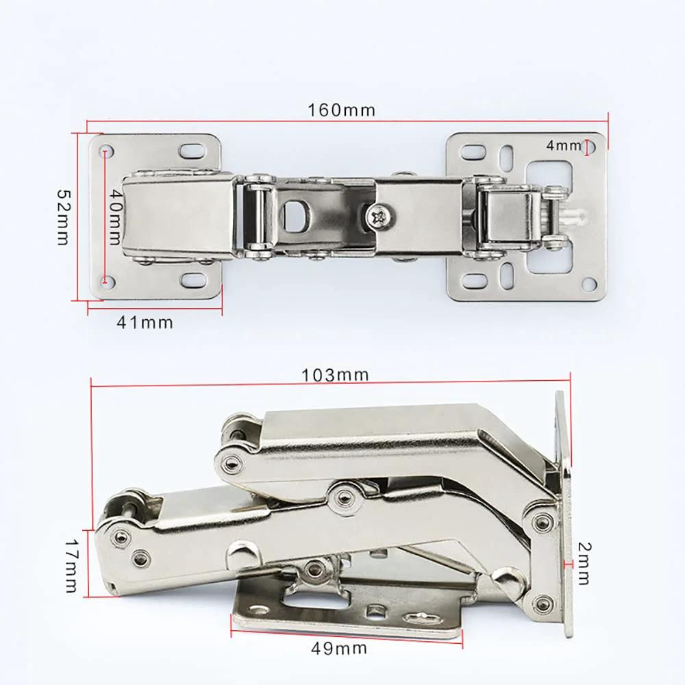 Frameless Cabinet Hinges With Hidden Hydraulic Soft Close And 130 To 170 Degree Adjustable Mount For Kitchen And Wardrobe Easy Install Stainless Steel Nickel Finish Dampers 1 Pair showing size measurements.