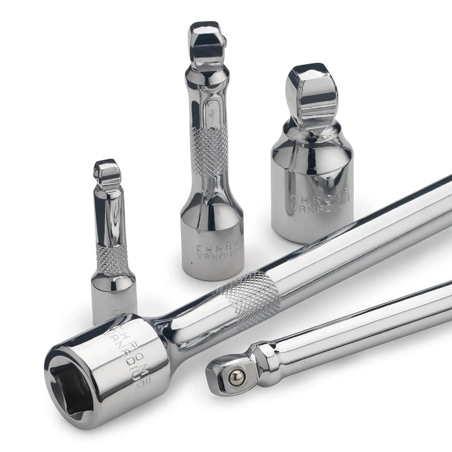 Nine Piece Grab And Go Wobble Extension Bar Set for Sockets With 16 Degree Convex Anvil, Chrome Vanadium Steel Construction