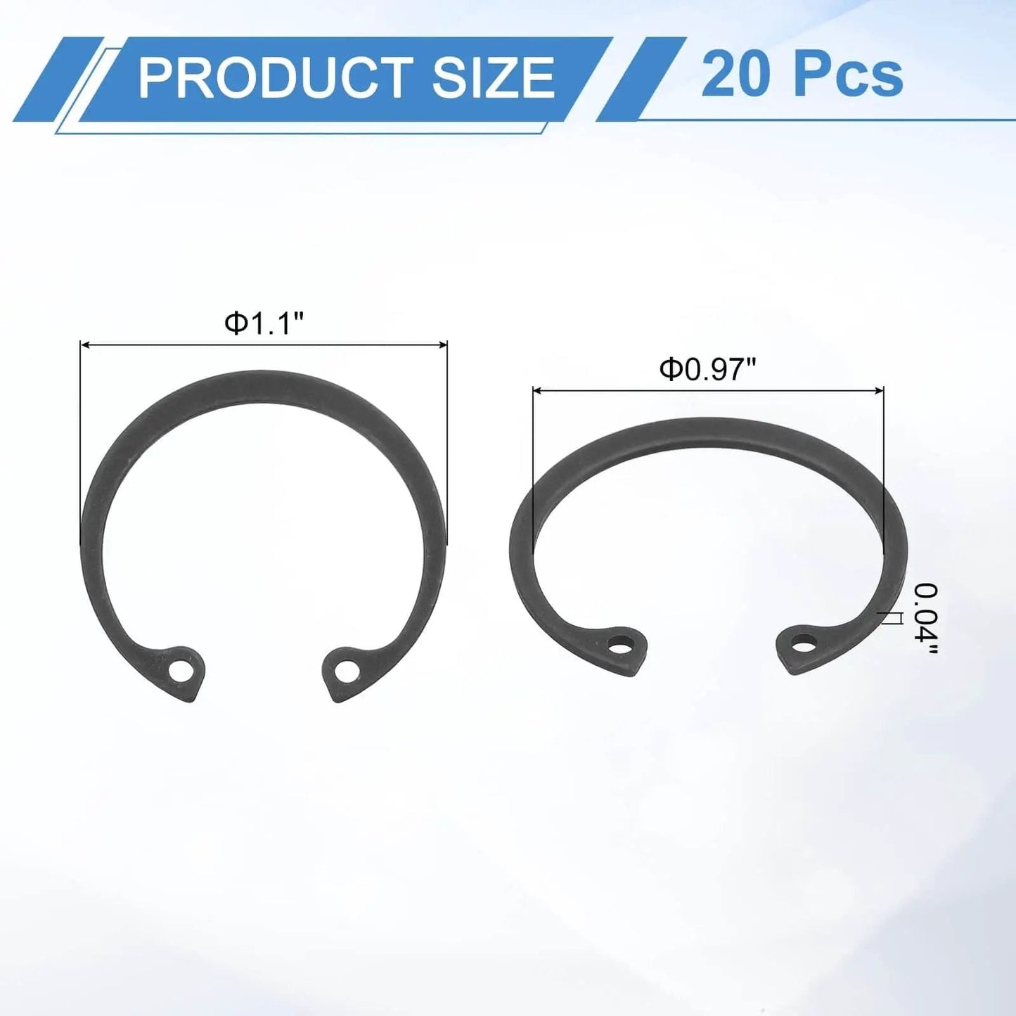 Built To Last Heavy Duty 1 Inch Internal Retaining Ring Circlip Set Of 20 For Grooved Shafts And Studs 65Mn Spring Steel Black