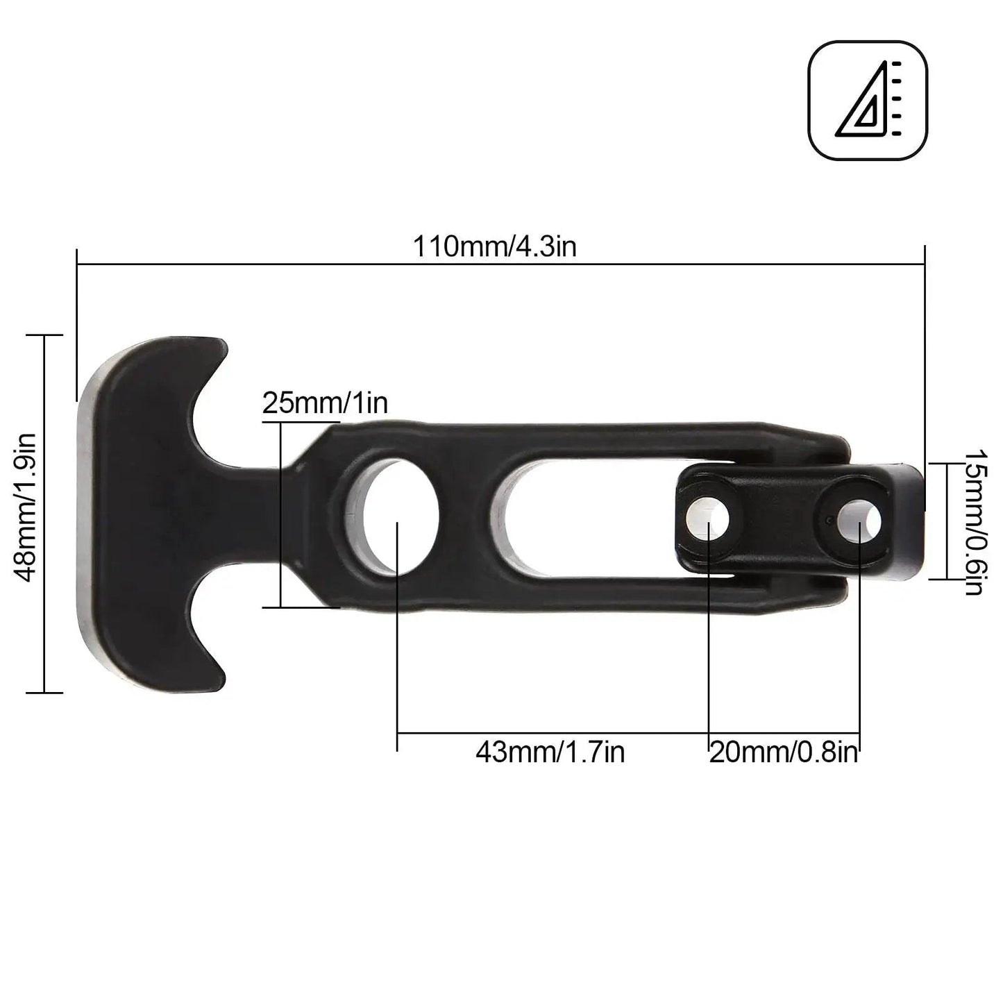 Six Pack Rubber T Handle Draw Latch 4.3 Inch Hasp For Tool Boxes And Equipment with dimensions