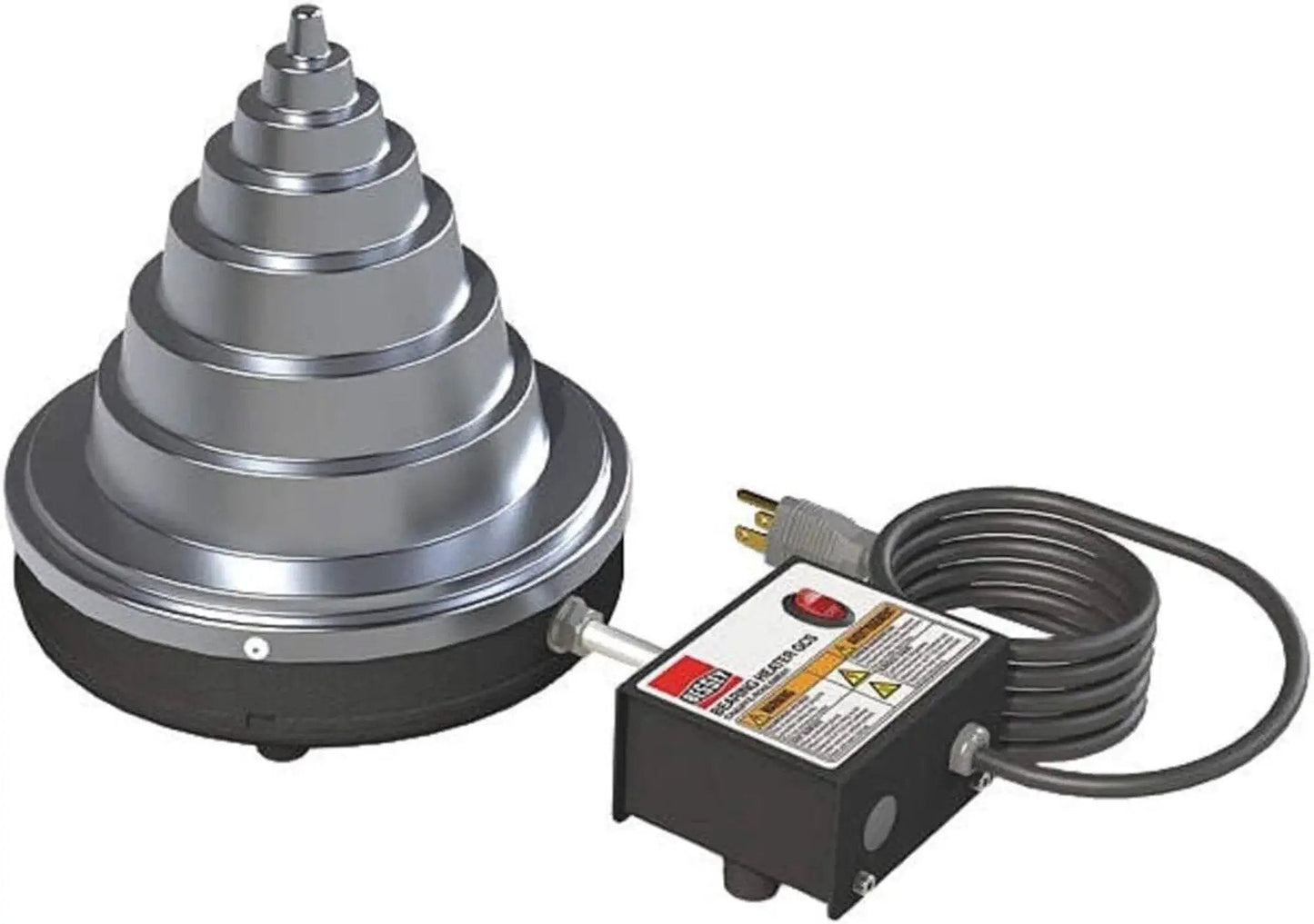 Temperature Controlled Bearing Heater Cone Style For Bearings From Three Eighths Up To Eight And A Quarter Inches Inside Diameter Pro Grade Gear Silver Black Construction With Fast Even Heating For Easy Press Fits In The Workshop