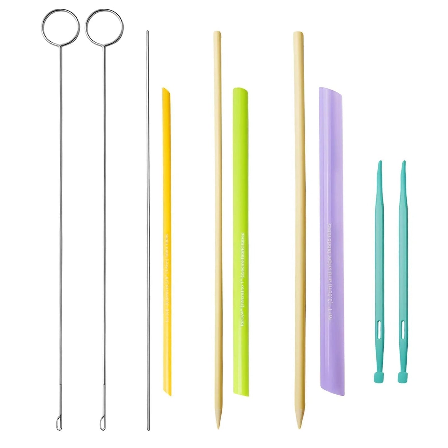 10 Piece Tube Turner Sewing Tool Set For Fabric Turning With Assorted Sizes Three Sixteenths Of An Inch Three Eighths Of An Inch And One Half Inch Cylinders Pro Grade DIY Sewing Tools For Tubes Straps And Precise Edge Turning