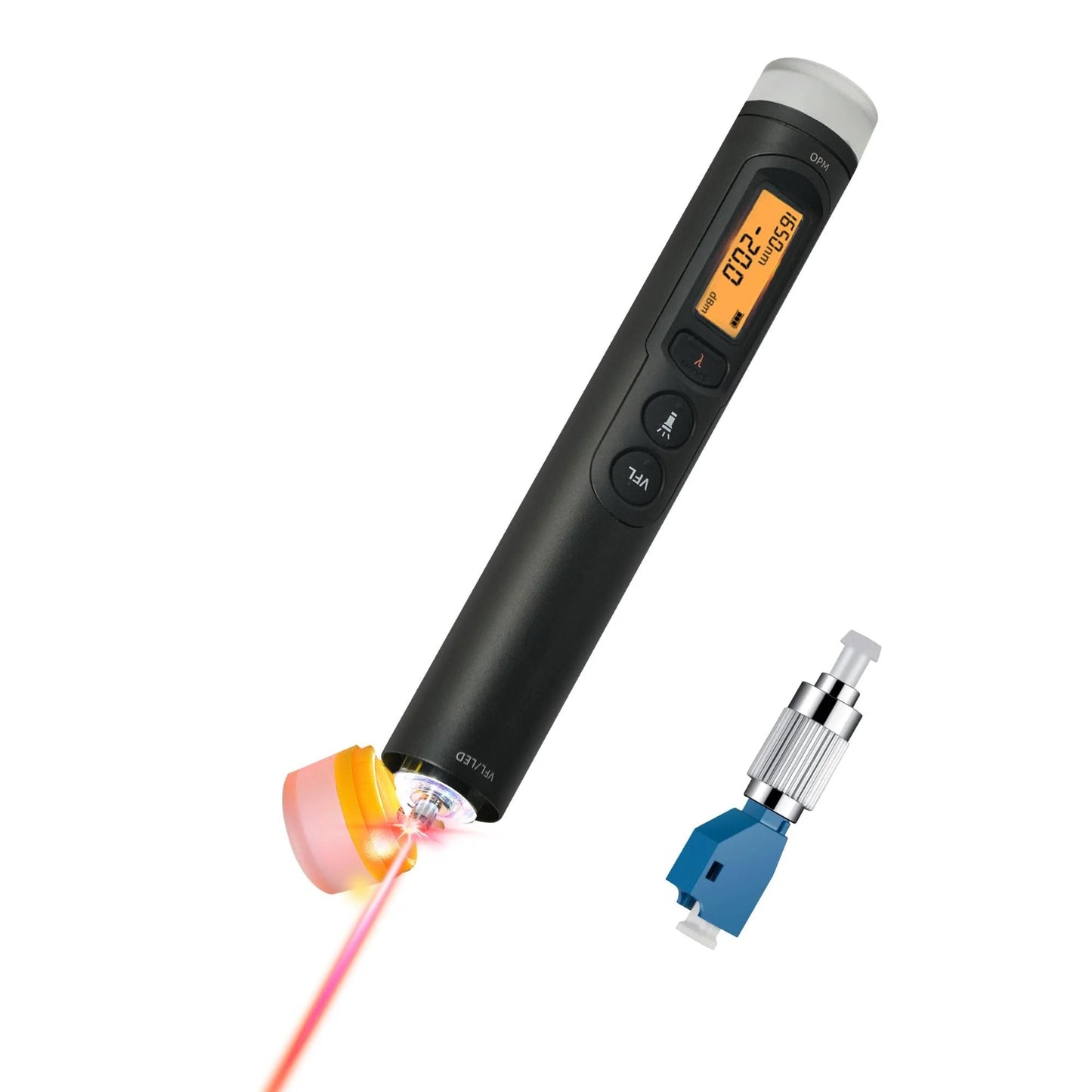 3 In 1 Fiber Optic Tester With Visual Fault Locator And Optical Power Meter 30 Km Range LCD Display And LED Light Includes FC Male To LC Female Adapter For LC FC SC ST Connectors TFN Handheld Pro Tool