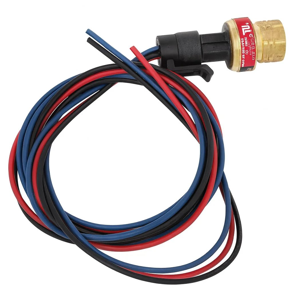0-500 PSI Pressure Transducer Sensor For HVAC And Refrigeration Systems With Brass Fitting Schrader Deflator 0.5-4.5V Output 3-Wire Connector ICM 380 Built To Last And Boss Ready For Heavy Duty HVAC Control
