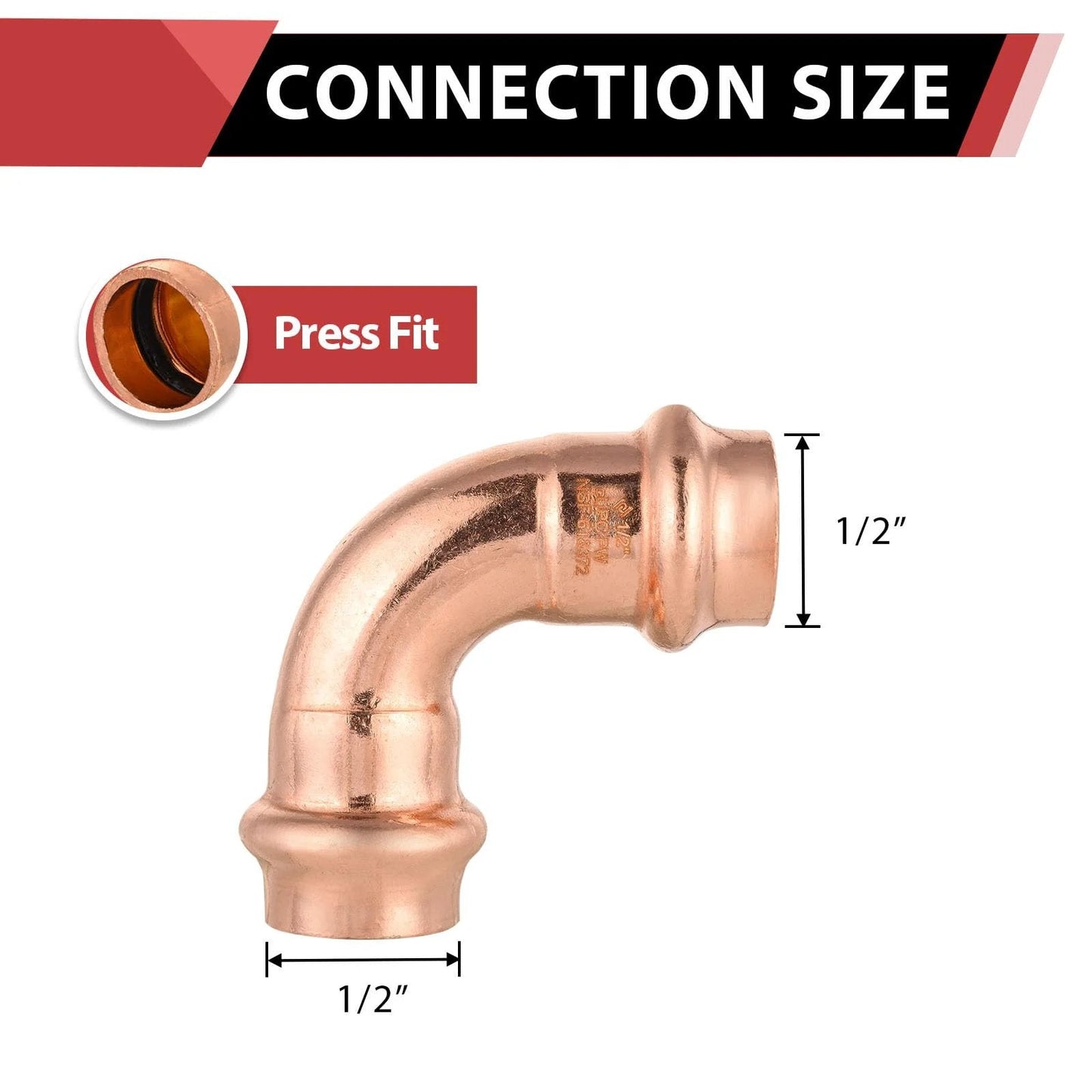 Pack Of 10 Copper Press Fit 90 Degree Elbow Fittings For One Half Inch Copper Tube Connections Pro Pack LBP Design