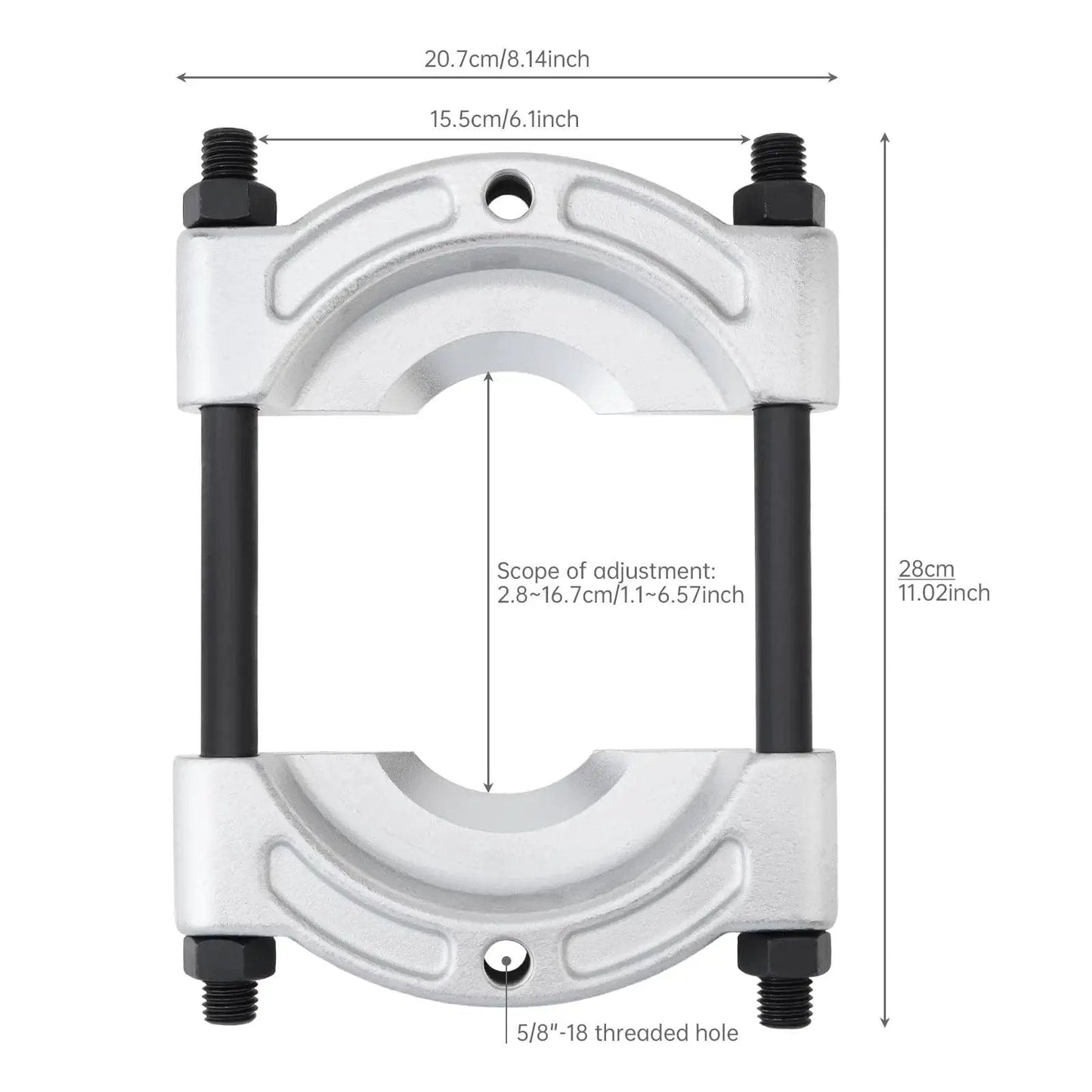 Top view of Heavy Duty Bearing Puller And Gear Pinion Splitter With One Half To Five And Three Quarter Inch Jaw Spread Six Inch Chrome Plated