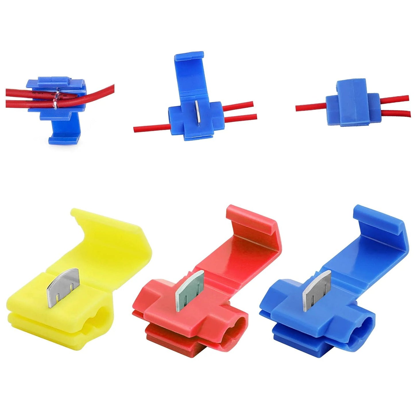 150 Pcs Quick Splice Wire Connectors Kit Solderless Snap Insulated Crimp Connectors for 22 18 16 14 12 Gauge Wire Color Coded Red Blue Yellow Includes 60 Red 60 Blue 30 Yellow Pcs No Solder Needed