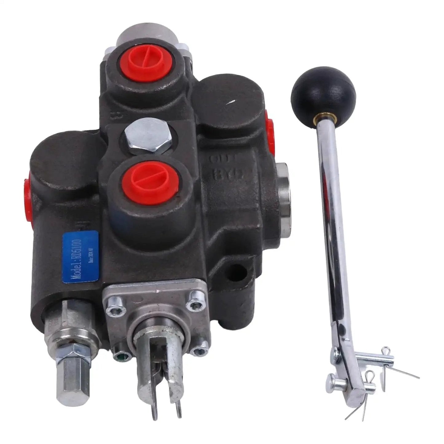 4 Way 3 Position Hydraulic Control Valve RD512CA5A4B1 Compatible With 5100 Series, 3000 PSI 30 GPM, front view with handle