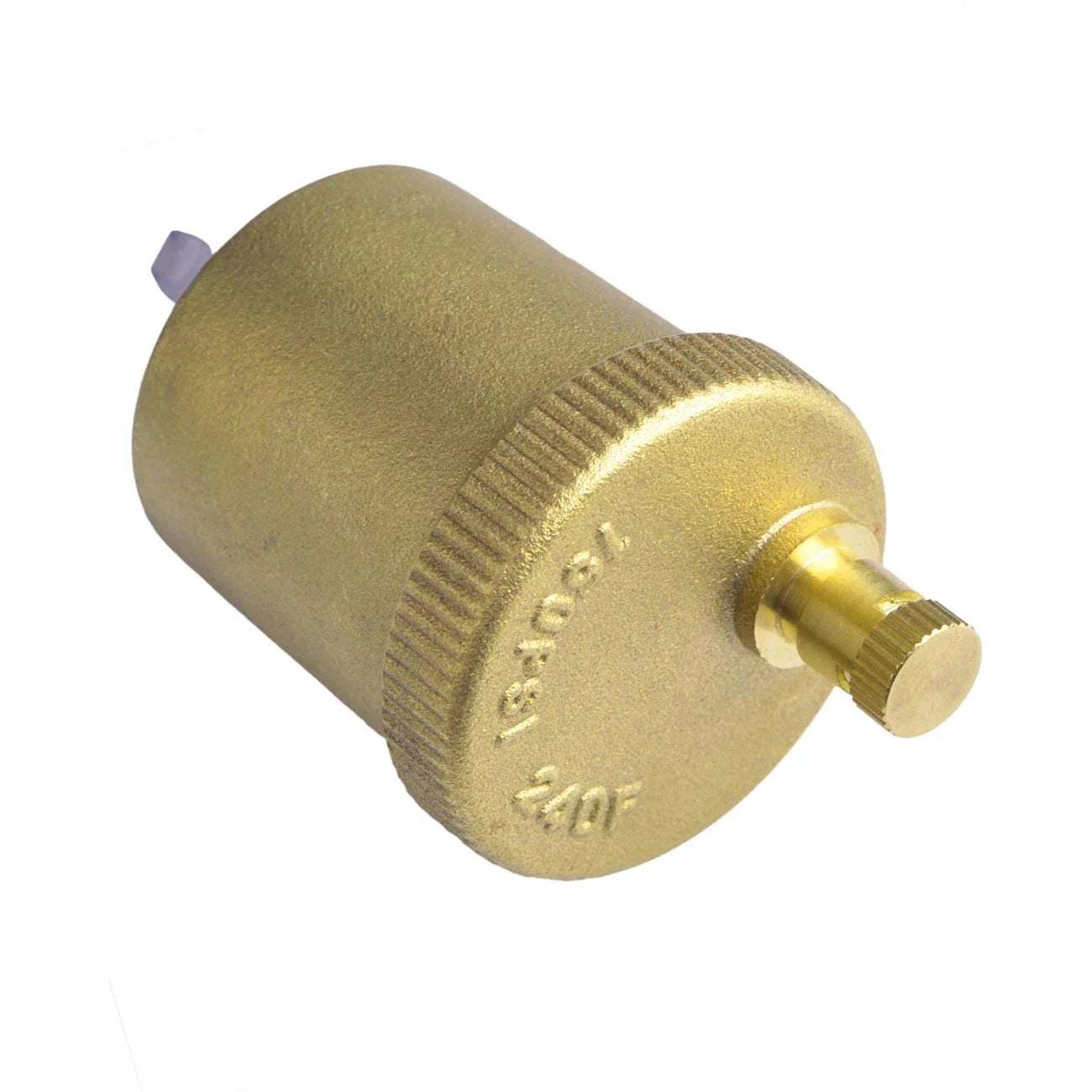 Automatic 1/8 Inch Brass Air Vent Valve for Heating Systems, side view, with heavy duty brass construction