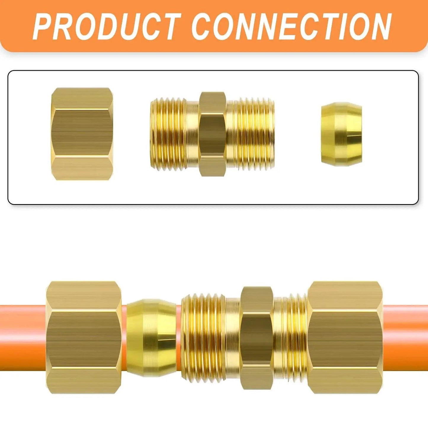 Brass Compression Tube Fitting Connector 10 Pcs 1 Quarter Inch OD To 1 Quarter Inch OD shown connected to tubing