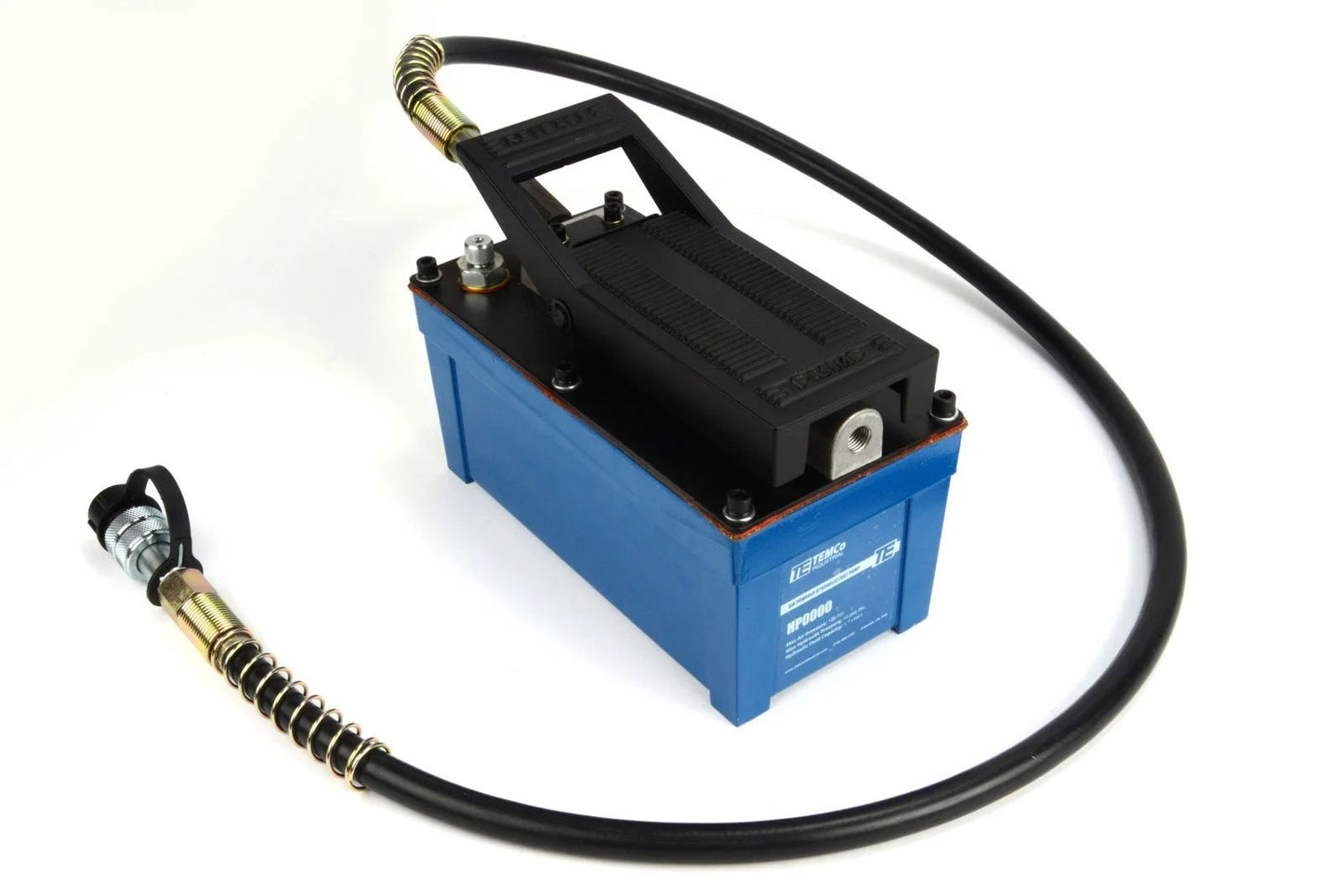 High Pressure Air Hydraulic Pump Power Pack Unit With 10K Psi And 103 Cu In Capacity, Compact Portable Design, Rebuildable All Metal Build, TUFFCOAT Finish, Three Eighth NPT Quick Hydraulic Coupler With Dust Cap, 5 Year Warranty TEMCo HP0000