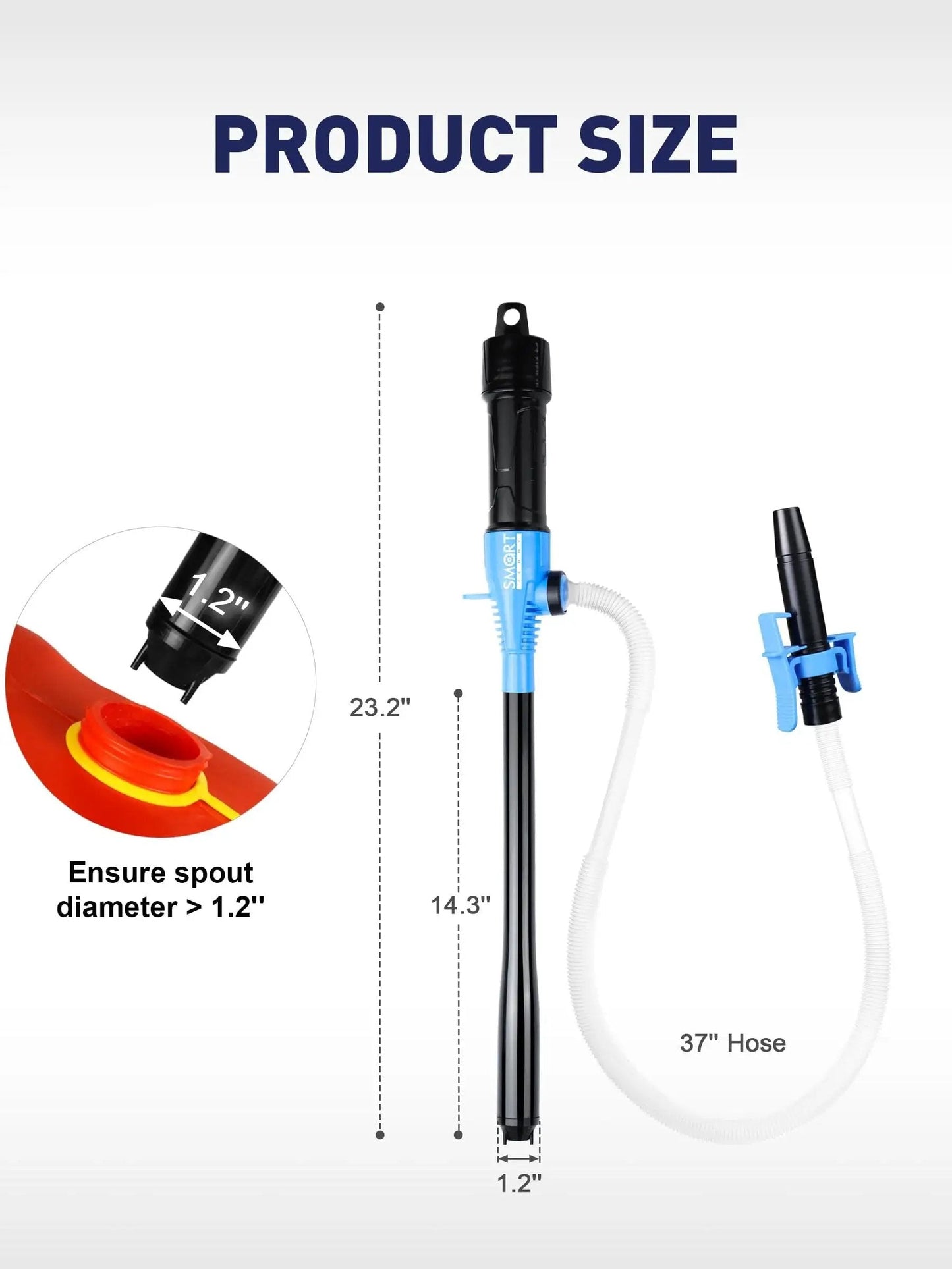 Battery Operated Oil Transfer Pump 3 GPM For Gasoline Diesel Water And More with 23.2-inch length and 37-inch hose
