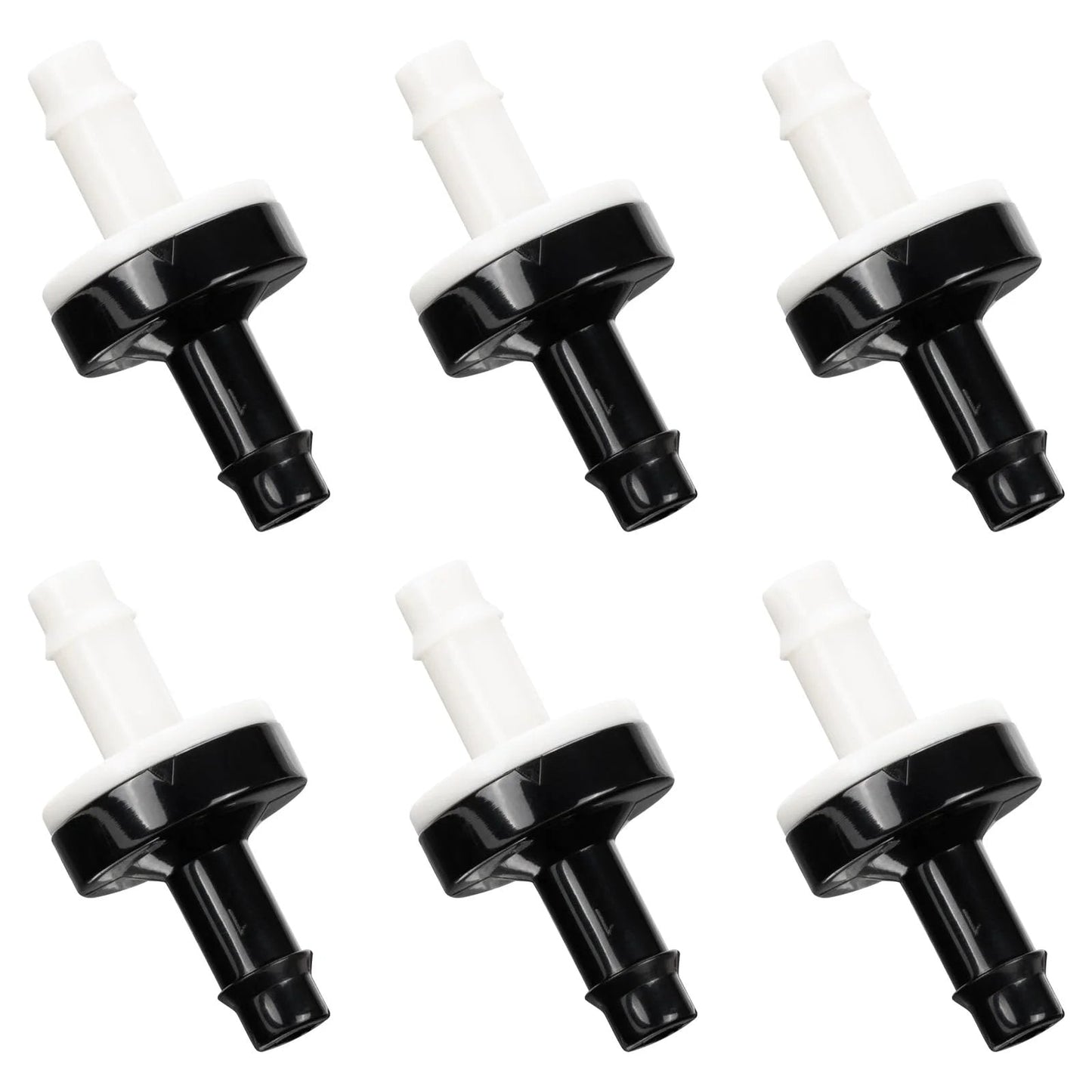 1/4 Inch (6mm) One Way Inline Check Valve Plug In Barb Non Return Valve For Water And Air Systems ABS Plastic Durable DIY Friendly Easy Opening At 0.5kPa Stops Backflow Up To 300kPa Six Pack